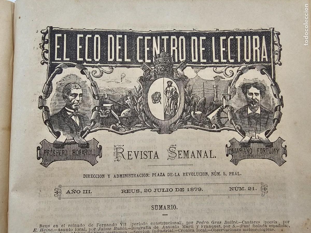 Libros antiguos: EL ECO DEL CENTRO DE LECTURA, (REUS), TODO EL A&Ntilde;O DE 1879, (30X22)