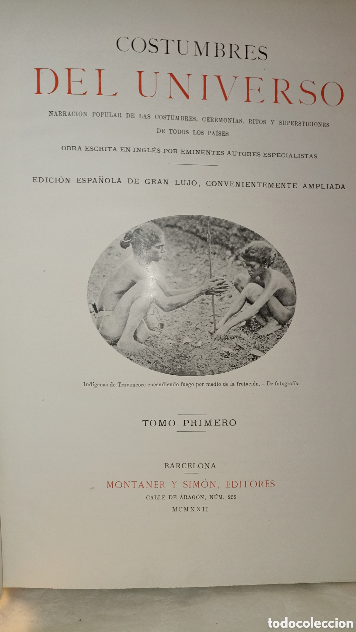 Libros antiguos: Costumbres del Universo (Tomo I) - Foto 2
