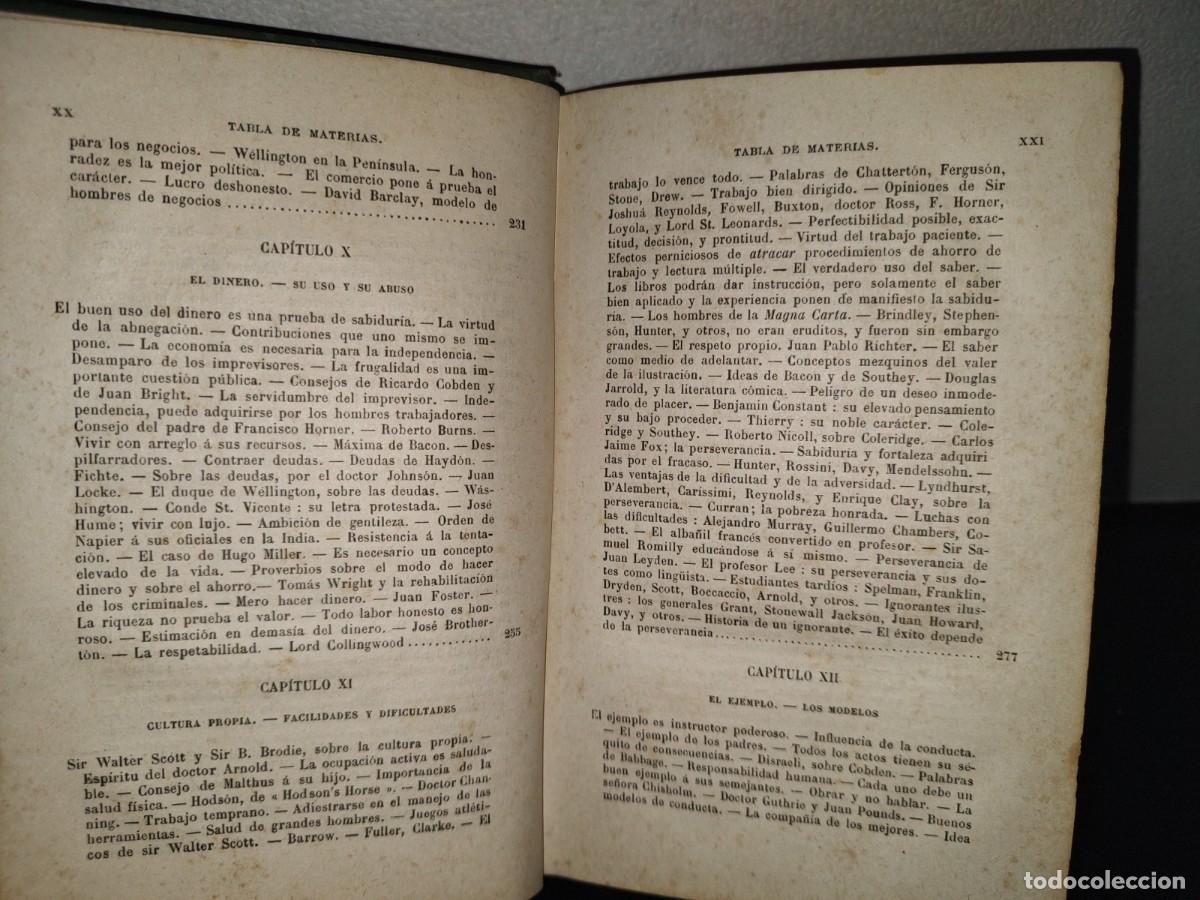 Libros antiguos: 68- &iexcl;Ay&uacute;date! (Self-Help) El Caracter, La Conducta Y La Perseverancia - Samuel Smiles - 1889 - Foto 8