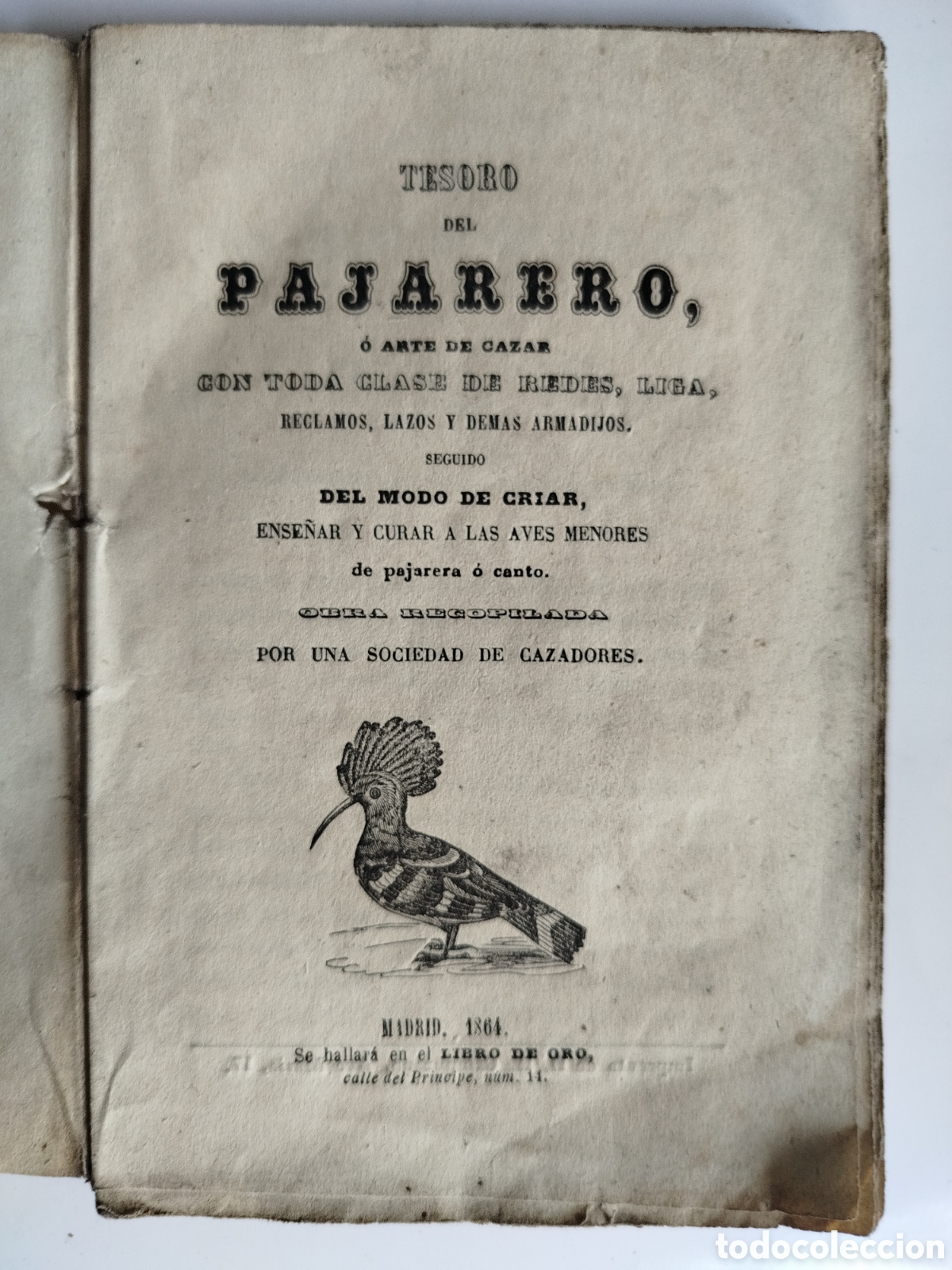 Libros antiguos: TESORO DEL PAJARERO O ARTE DE CAZAR. DEL MODO DE CRIAR AVES. MADRID 1864
