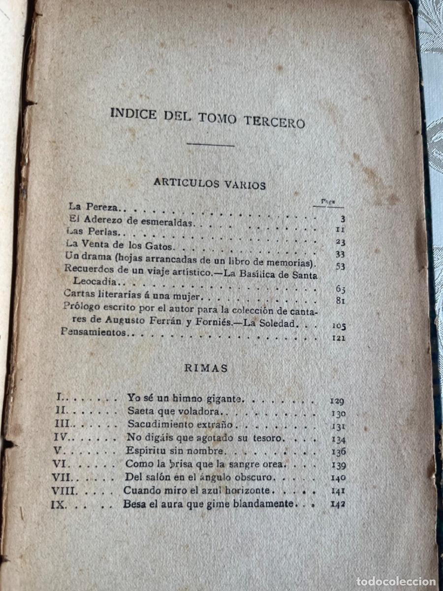 Libros antiguos: Becquer, Gustavo A.- Obras.( Sexta edici&oacute;n, 3 vols.) - Foto 8