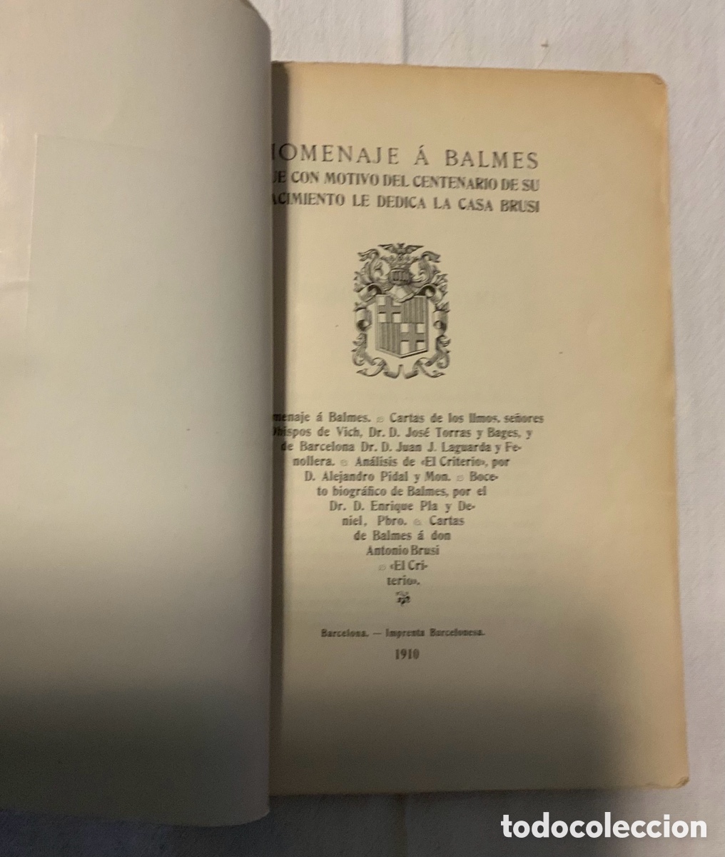 Libros antiguos: Homenaje a Balmes. 1910 - Foto 3