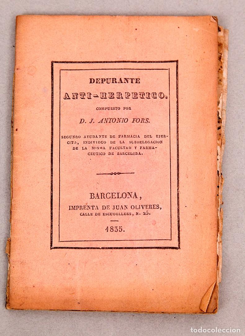 Libros antiguos: DEPURANTE ANTI-HERP&Eacute;TICO - JOSE FORS - 1835