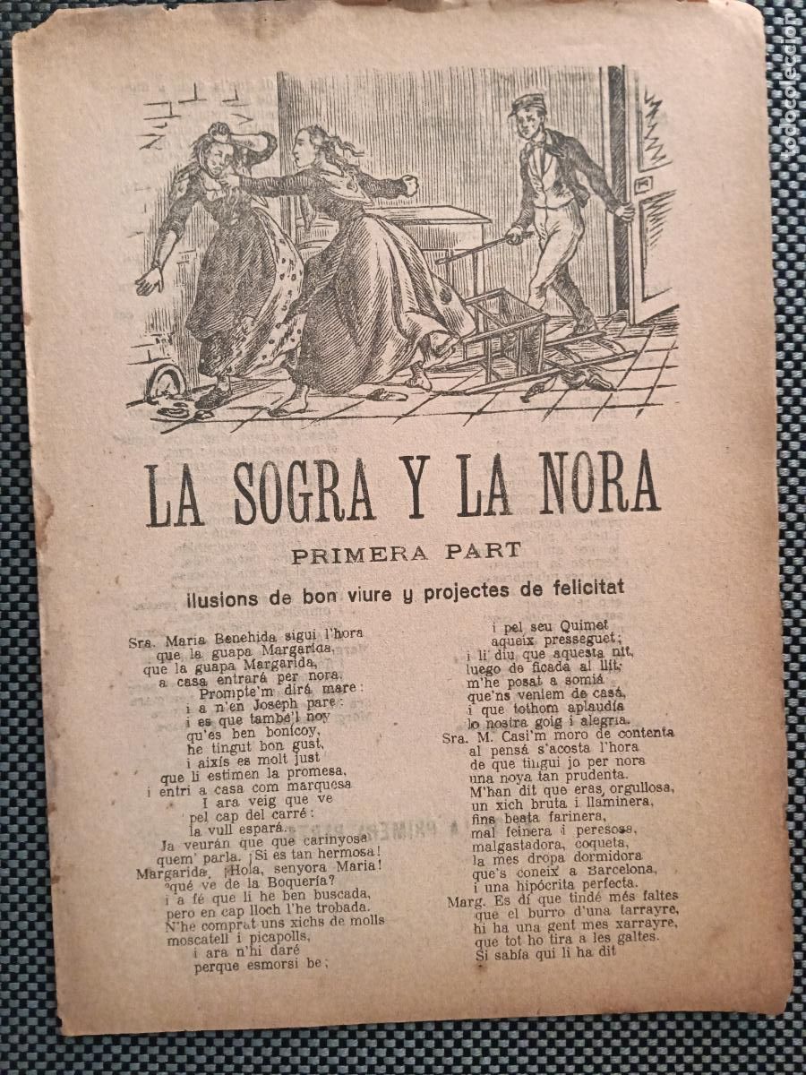 Libros antiguos: La Sogra y la Nora. Ilusions de bon viure y projectes de felicitat. (Lit. de cordill)