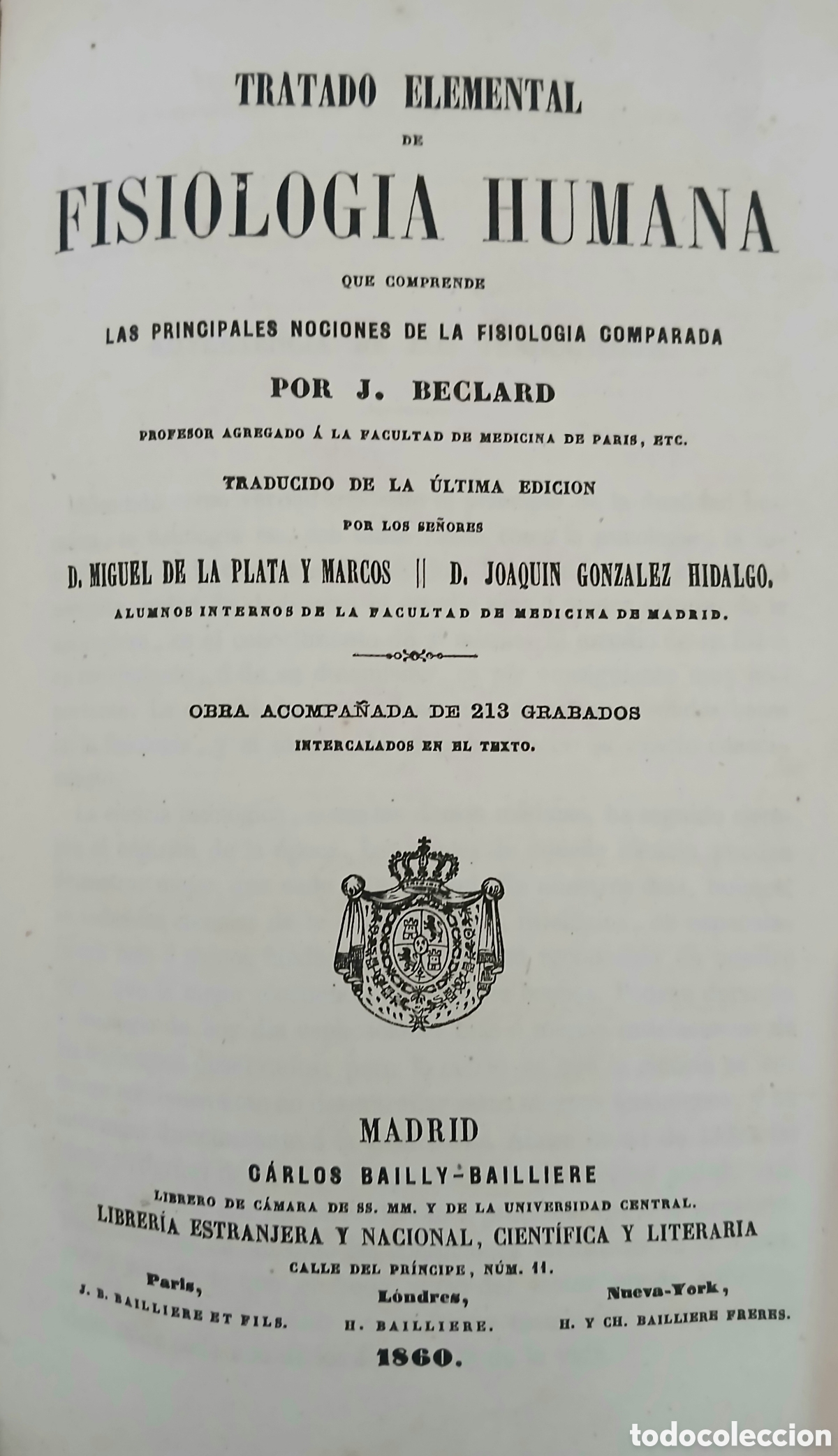 Libros antiguos: Tratado elemental de fisiologia humana