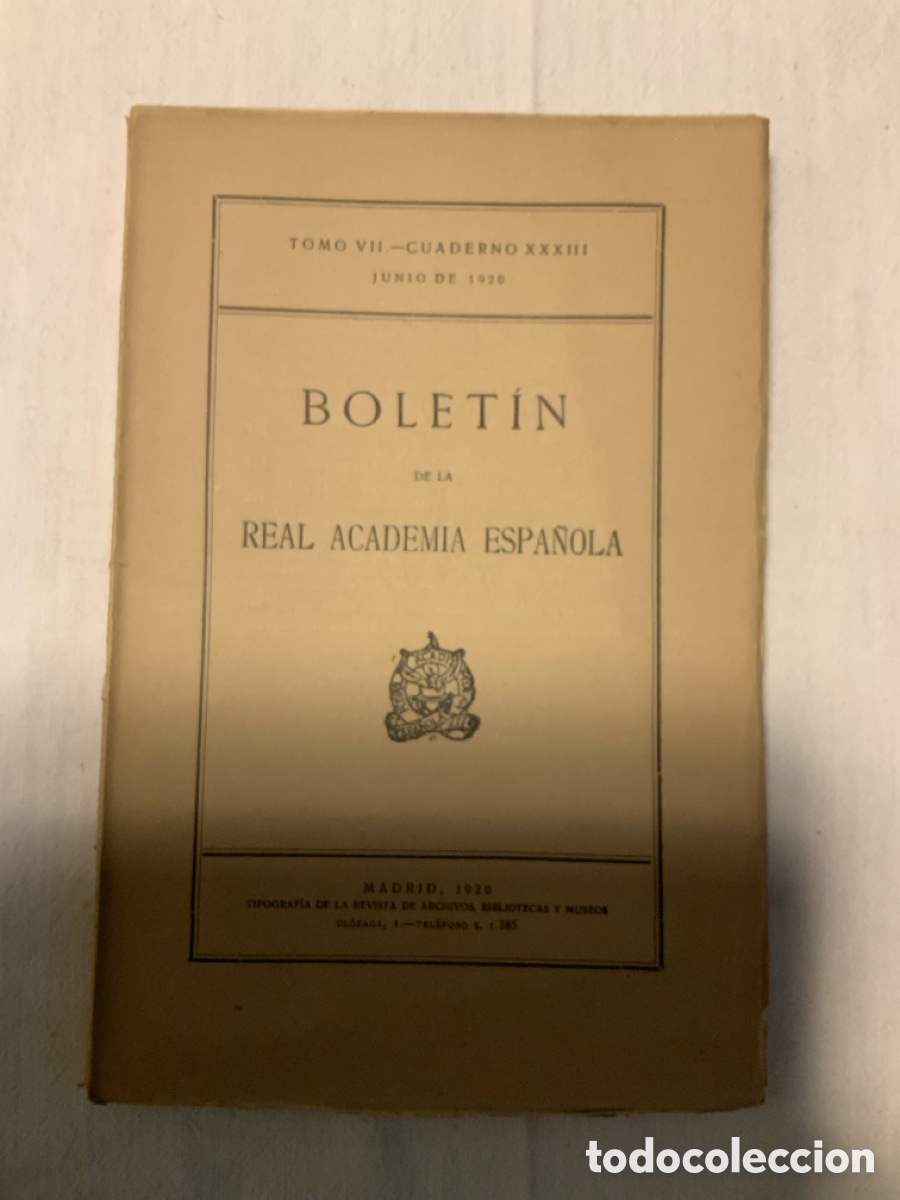 Libros antiguos: Bolet&iacute;n de la Real Academia espa&ntilde;ola. Abril de 1920.