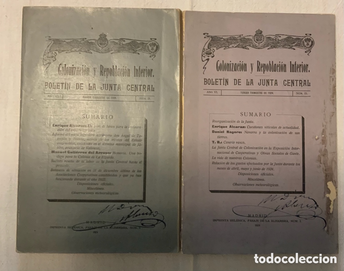 Libros antiguos: Colonizaci&oacute;n y repoblaci&oacute;n interior. Bolet&iacute;n de la Junta Central. A&ntilde;o VI
