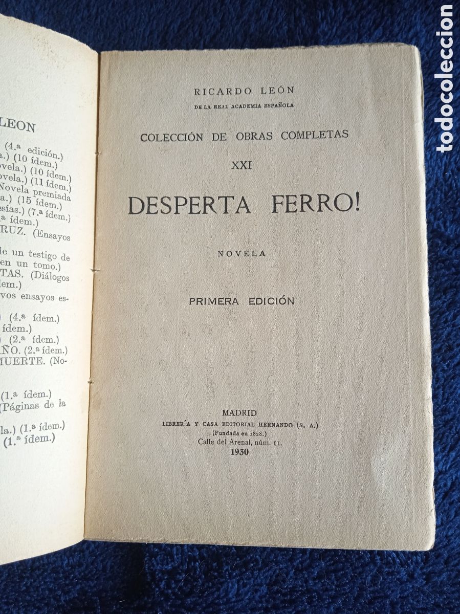 Libros antiguos: OBRAS COMPLETAS DE RICARDO LE&Oacute;N - DESPERTA FERRO! -ED. HERNANDO 1930 - Foto 4