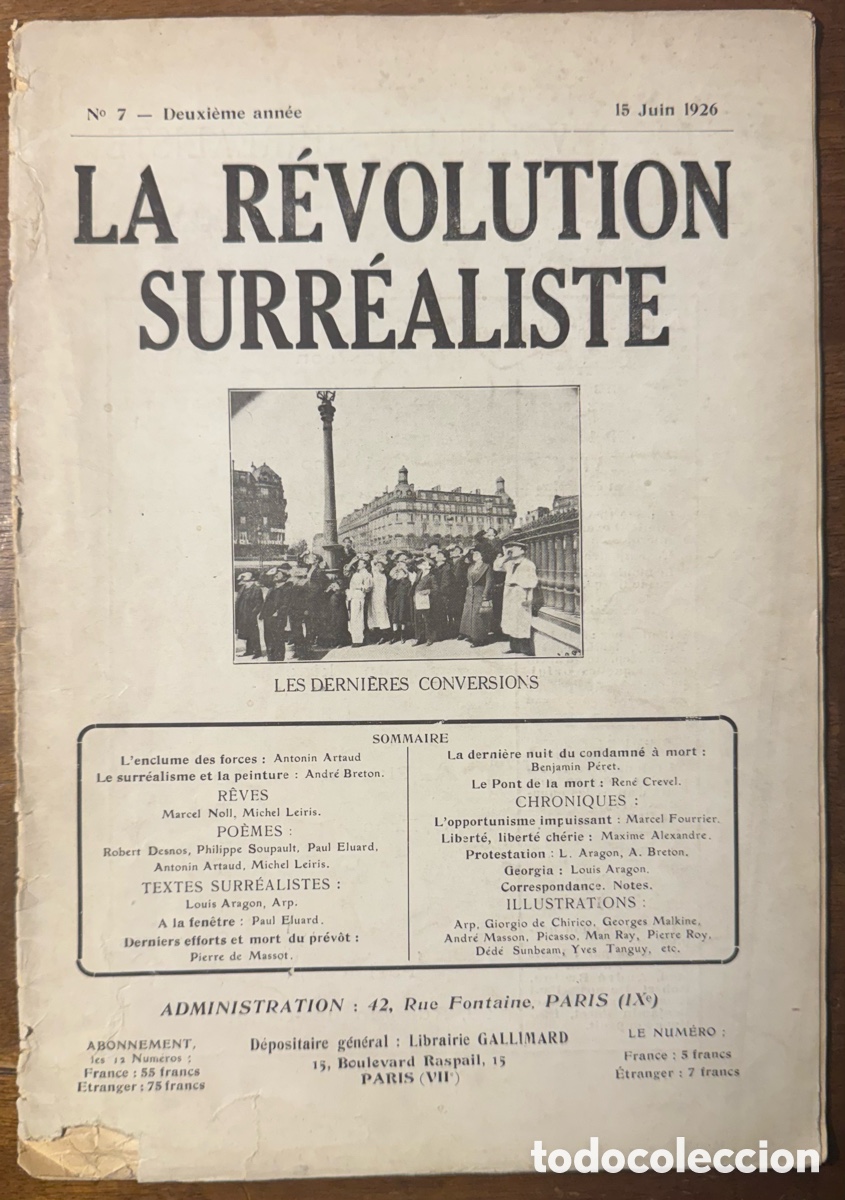 Old books: La R&eacute;volution Surr&eacute;aliste. N. 7. 15 de junio de 1926