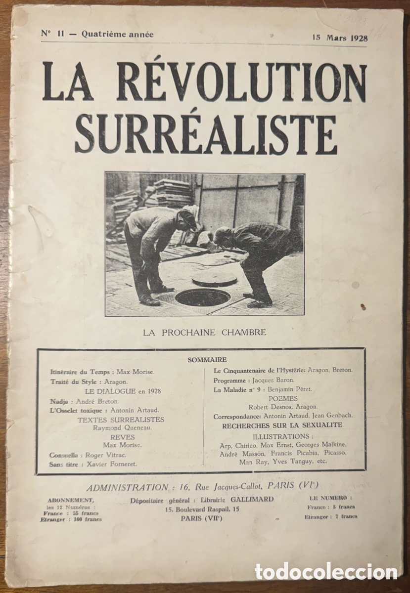 Old books: La R&eacute;volution Surr&eacute;aliste. N. 11. 15 de Marzo de 1928