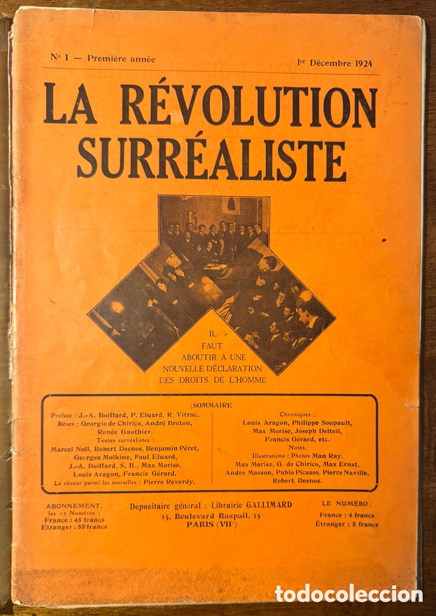 Old books: La R&eacute;volution Surr&eacute;aliste. N. 1. 1 de diciembre de 1924