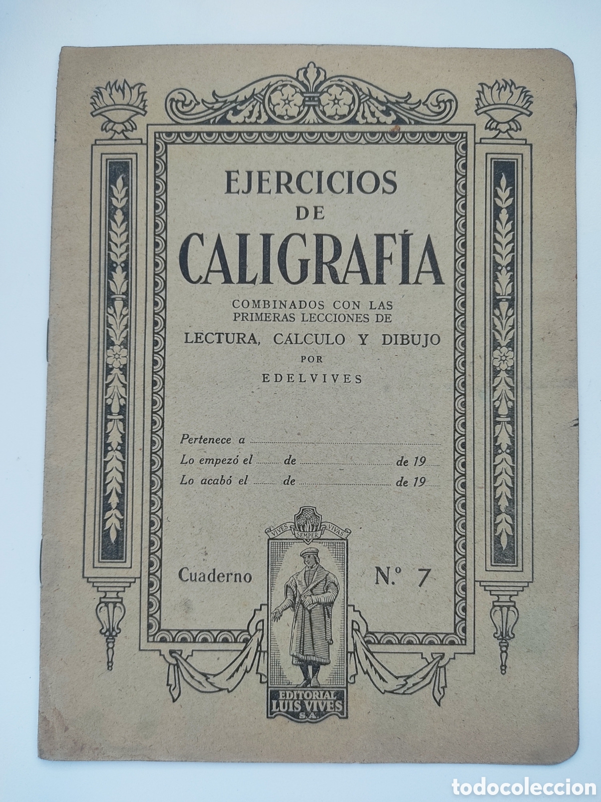 Libros antiguos: EJERCICIOS DE CALIGRAFIA EDELVIVES N&deg; 7 - Foto 1