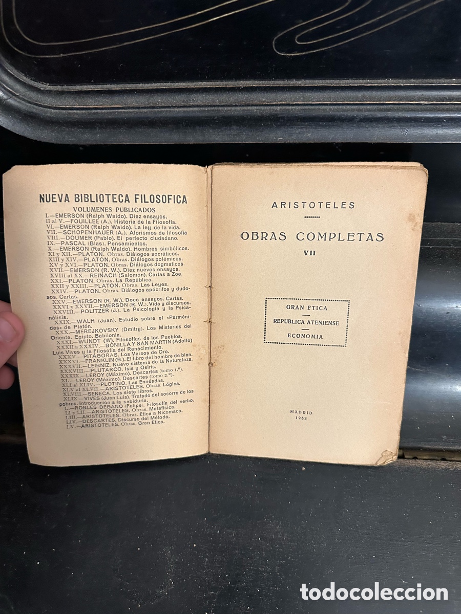 Libros antiguos: ejemplar antiguo de &rdquo;Gran &Eacute;tica&rdquo; de Arist&oacute;teles, - Foto 3