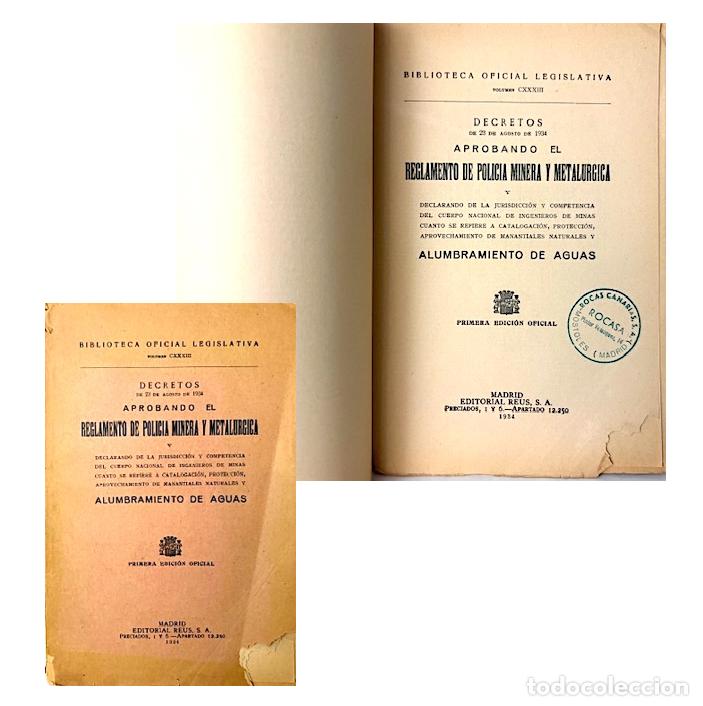 Libros antiguos: Manantiales y alumbramientos de aguas. (Policia Minera y Metal&uacute;rgica (1934. Rep&uacute;blica)