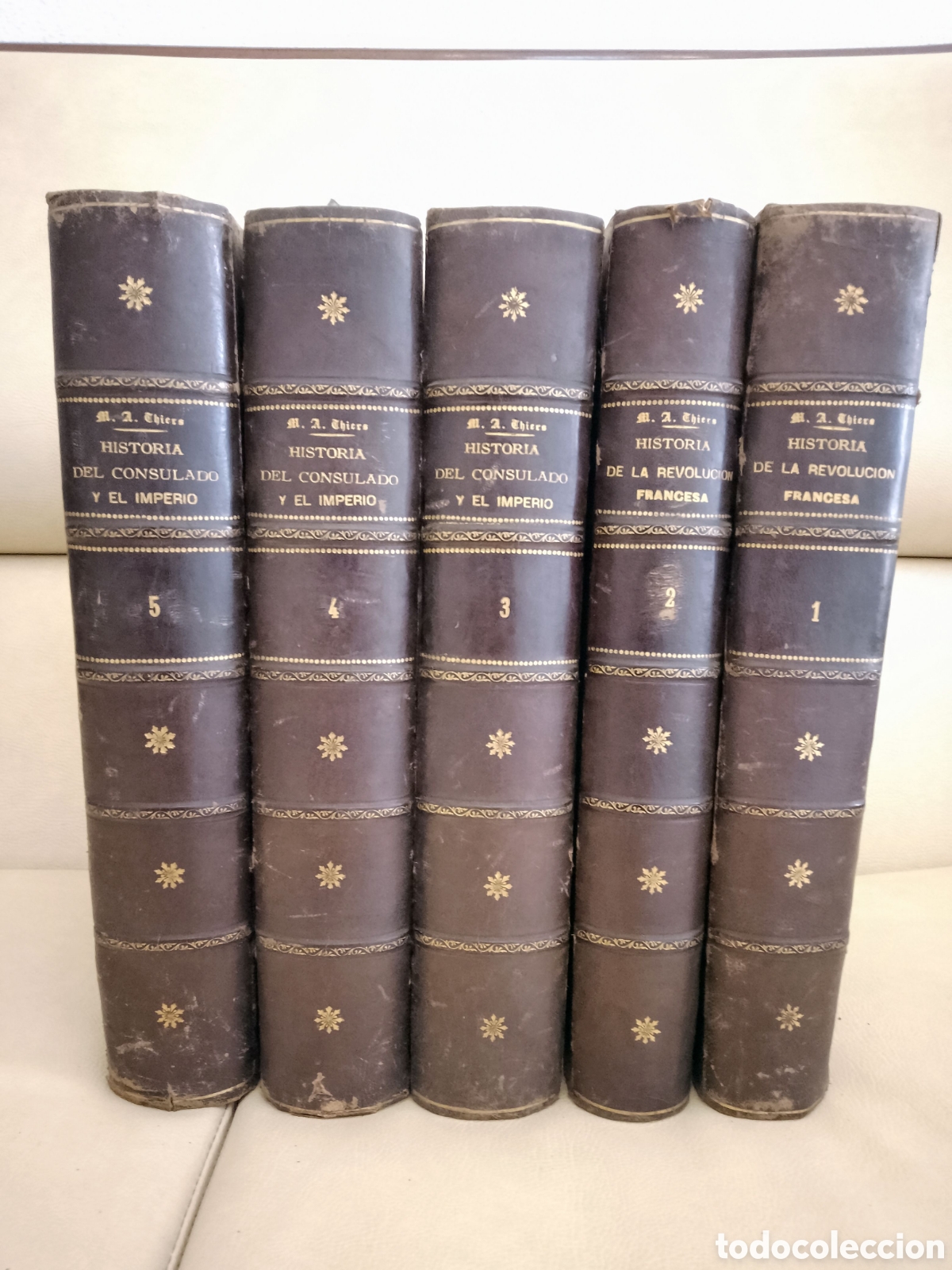 Libros antiguos: Historia de la Revoluci&oacute;n Francesa, Consulado e Imperio - M.A. Thiers - 5 Tomos Completos - Ed. Mont
