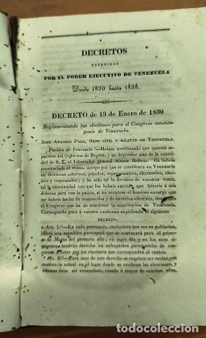 Libros antiguos: DECRETOS DEL GOBIERNO VENEZUELA 1830