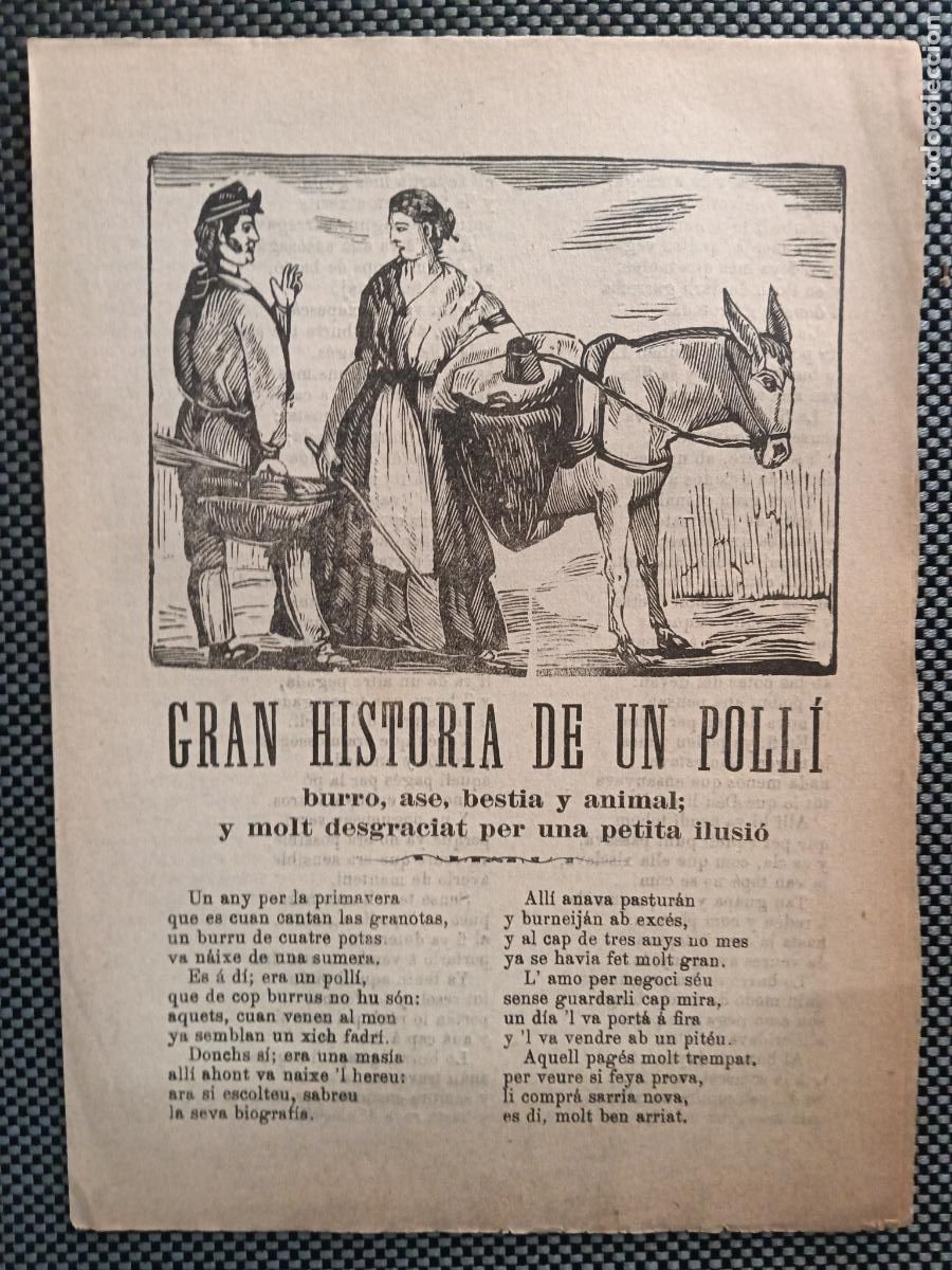 Libros antiguos: La Gran historia de un poll&iacute;. Burro, ase, bestia y animal;... (lit. de canya i cordill)