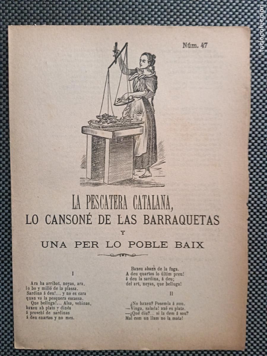 Libros antiguos: La pescatera catalana. Lo can&ccedil;on&eacute; de las barraquetas y Una per lo poble baix. (lit. de canya i cor)