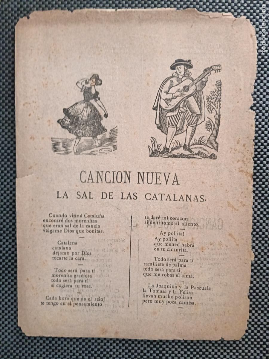 Libros antiguos: Cancion Nueva. La sal de las Catalanas. (Lit. de canya i cordill)