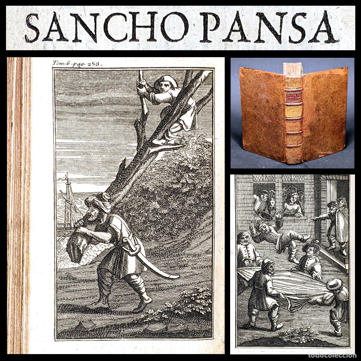 Libros antiguos: A&ntilde;o 1726 La historia de Sancho Panza Alcalde de Blandanda 1&ordf;ED Don Quijote Cervantes Grabados T6
