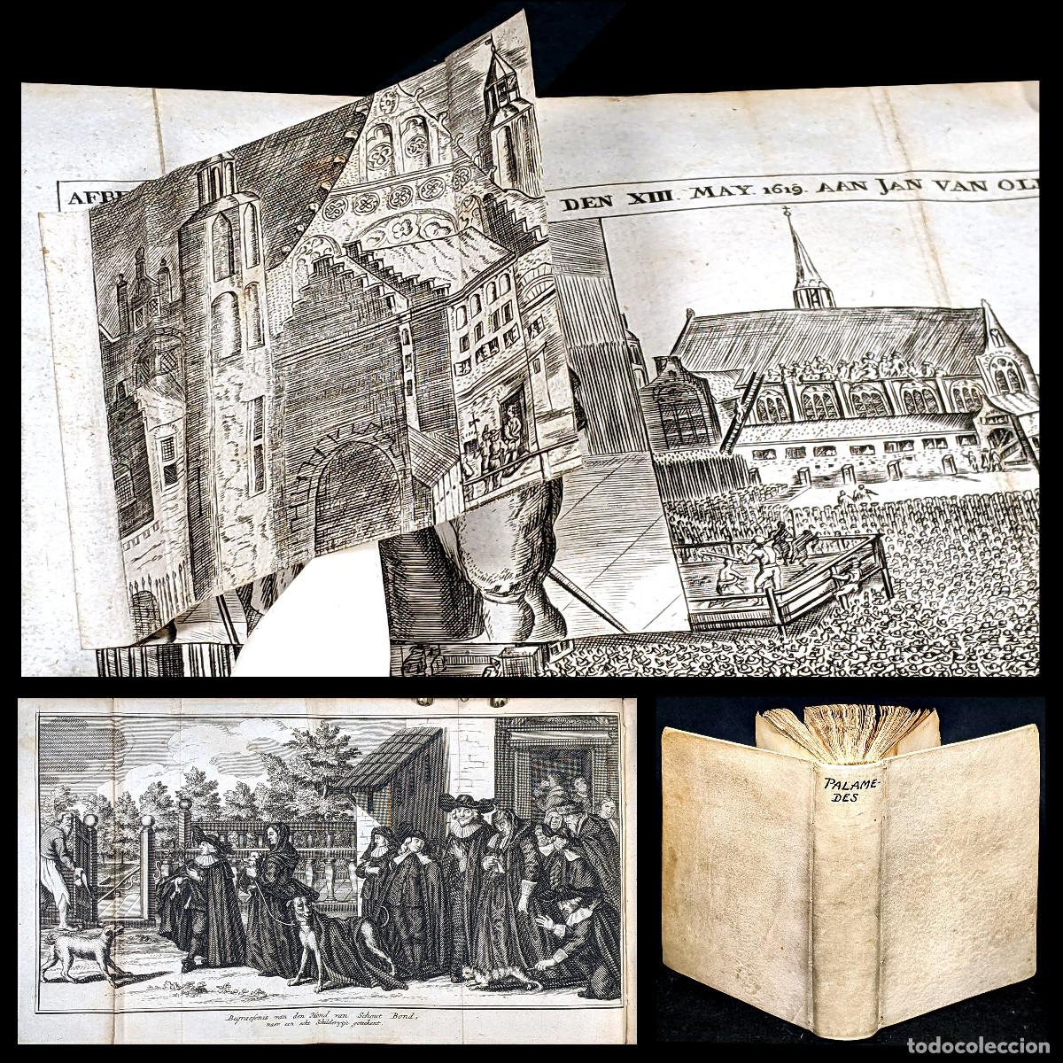 Old books: A&ntilde;o 1736 Grabado oculto con solapa Rar&iacute;simo Obra prohibida Palamedes Volden 2 obras en 1V