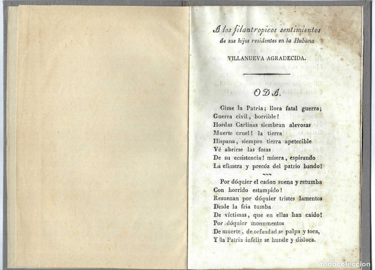 Libros antiguos: ODA A LOS FILANTROPICOS SENTIMIENTOS DE SUS HIJOS RESIDENTES EN LA HABANA. VILLANUEVA. 1838