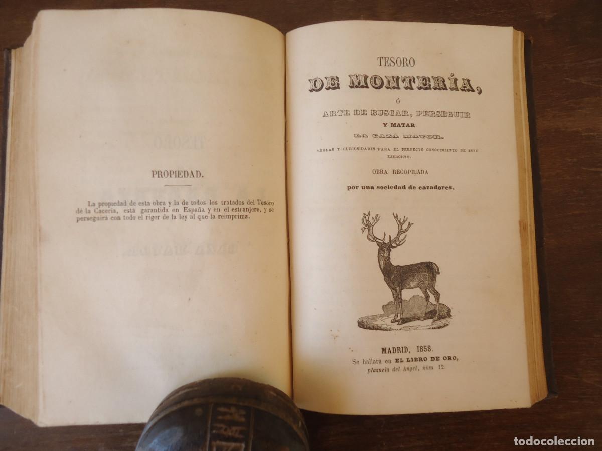 Libros antiguos: 5 obras de caza (con grabados) por una Sociedad de Cazadores, en 1&ordf; edici&oacute;n. 1858