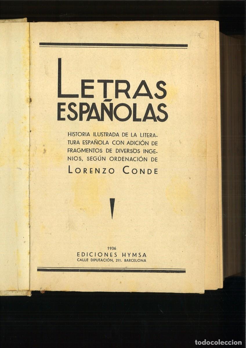 Libros antiguos: LETRAS ESPA&Ntilde;OLAS. Lorenzo Conde - Foto 1