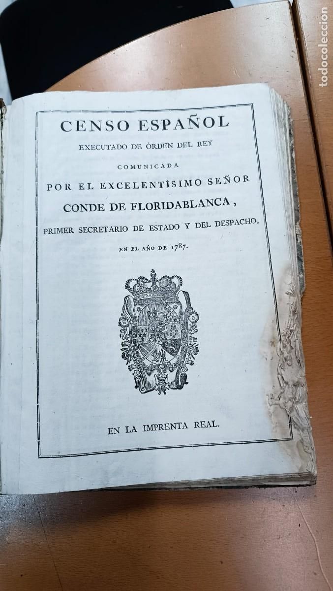 Libros antiguos: Original del censo de Floridablanca de 1787