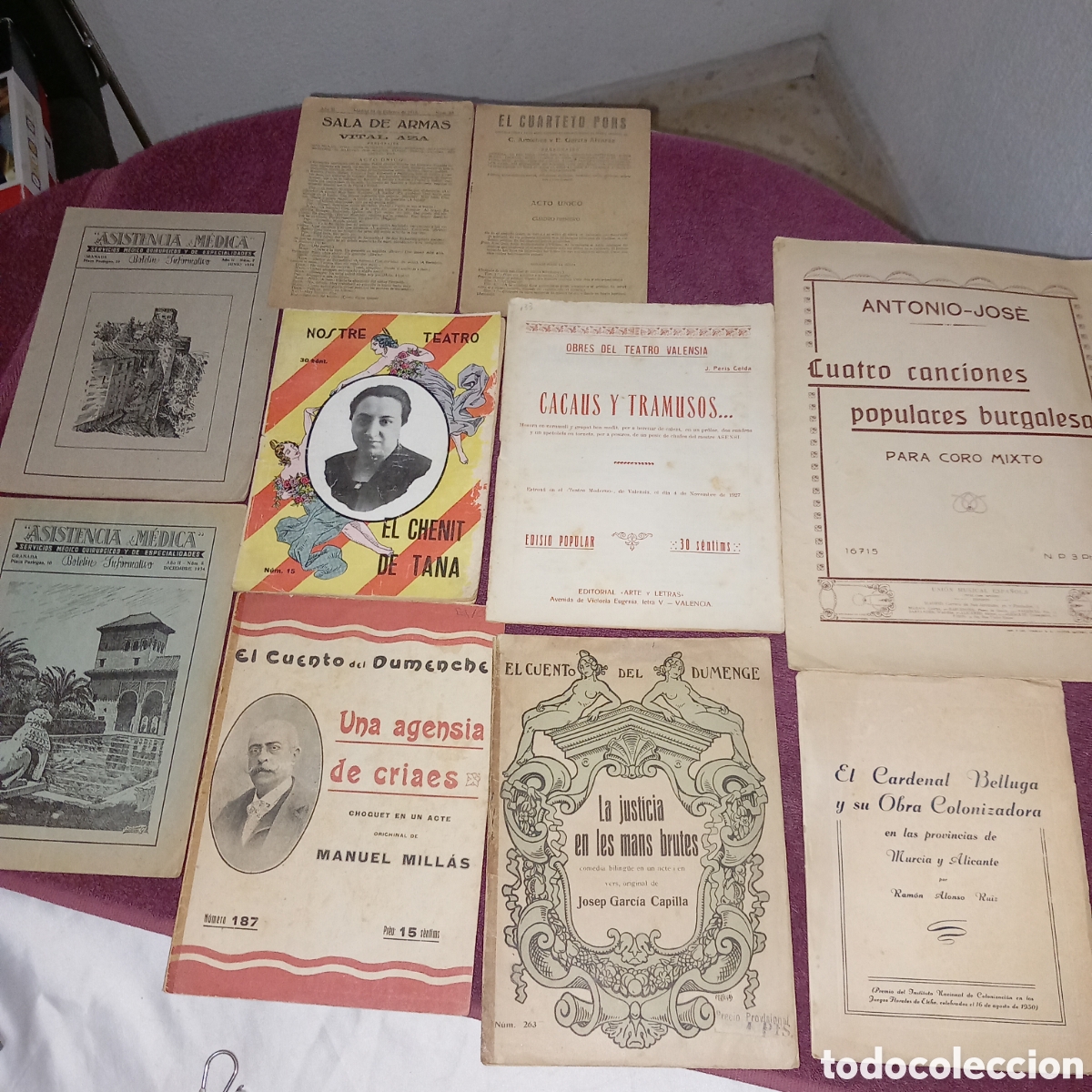 Libros antiguos: LOTE 9&times;LIBROS ANTIGUOS:YESTRO/ASISTENCIA MEDICA/EL CARDENAL BELUGA/CANCIONES POPULARES BURGALESAS