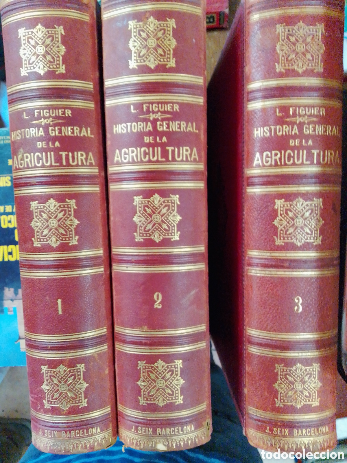 Libros antiguos: HISTORIA GENERAL DE LA AGRICULTURA. L. FIGUIER. J. SEIX. 3 TOMOS. 1880