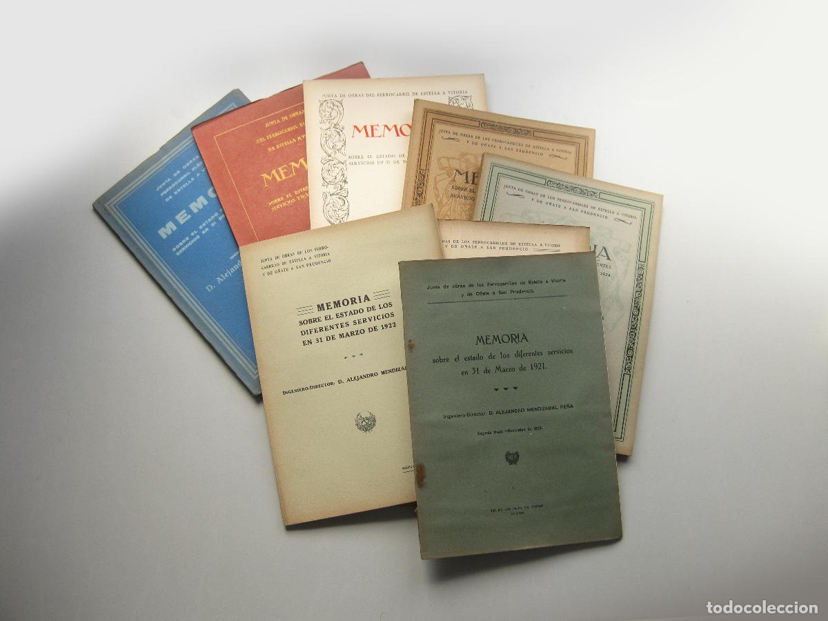 Libros antiguos: 8 &Ntilde;OS DE MEMORIA DE LOS FERROCARRILES DE ESTELLA A VITORIA Y DE O&Ntilde;ATE A SAN PRUCENCIO. 1921 A 1928
