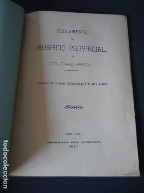 Libros antiguos: REGLAMENTO DEL HOSPICIO PROVINCIAL DE CIUDAD REAL 1887 - Foto 2