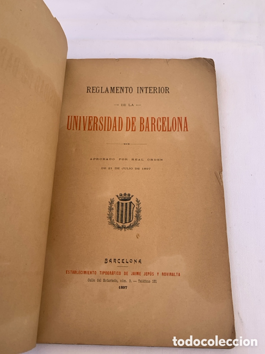 Libros antiguos: Reglamento Interior de la Universidad de Barcelona 1897 - Foto 2
