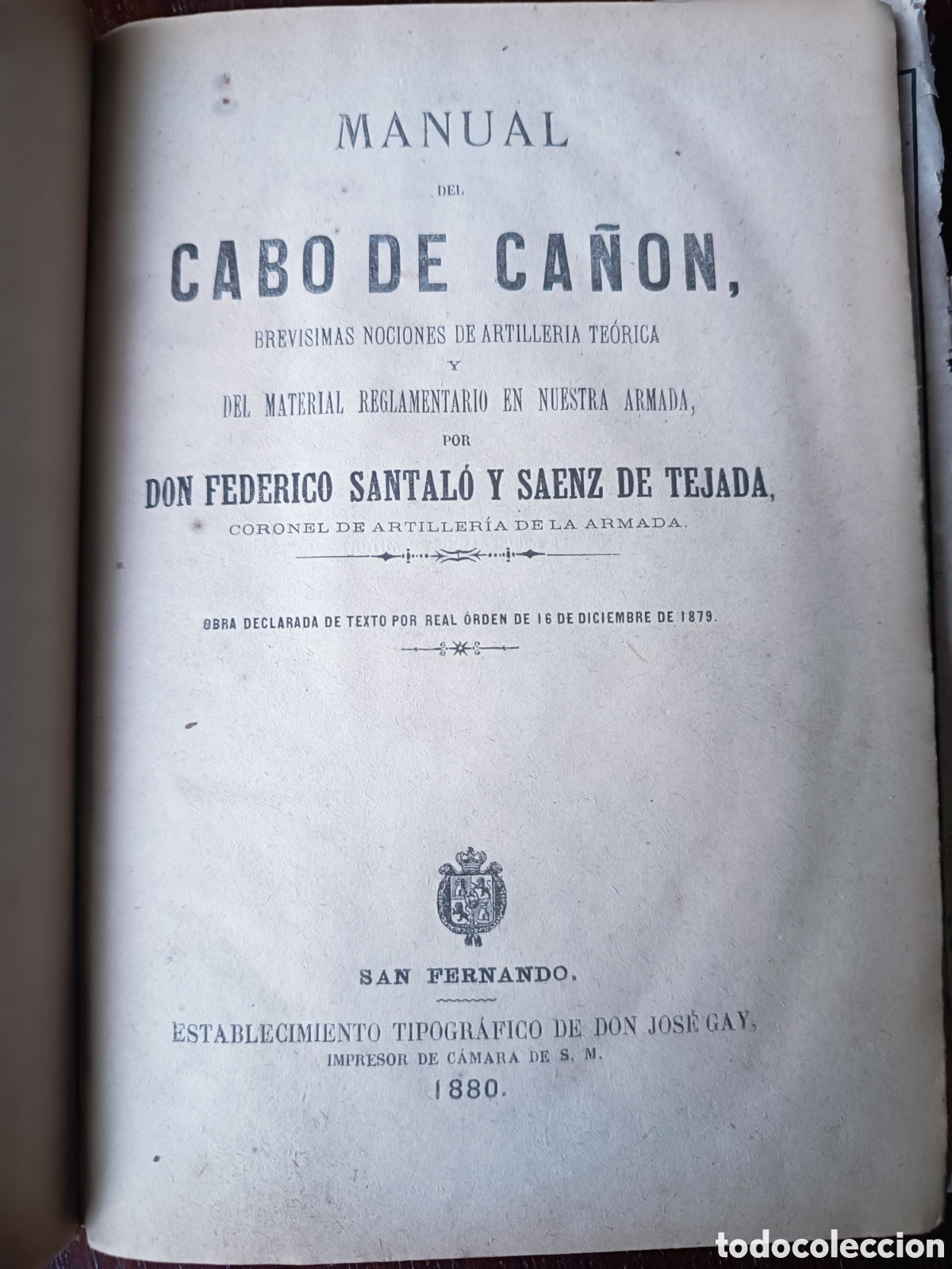Libros antiguos: Manual cabo ca&ntilde;&oacute;n de la armada espa&ntilde;ola 1880