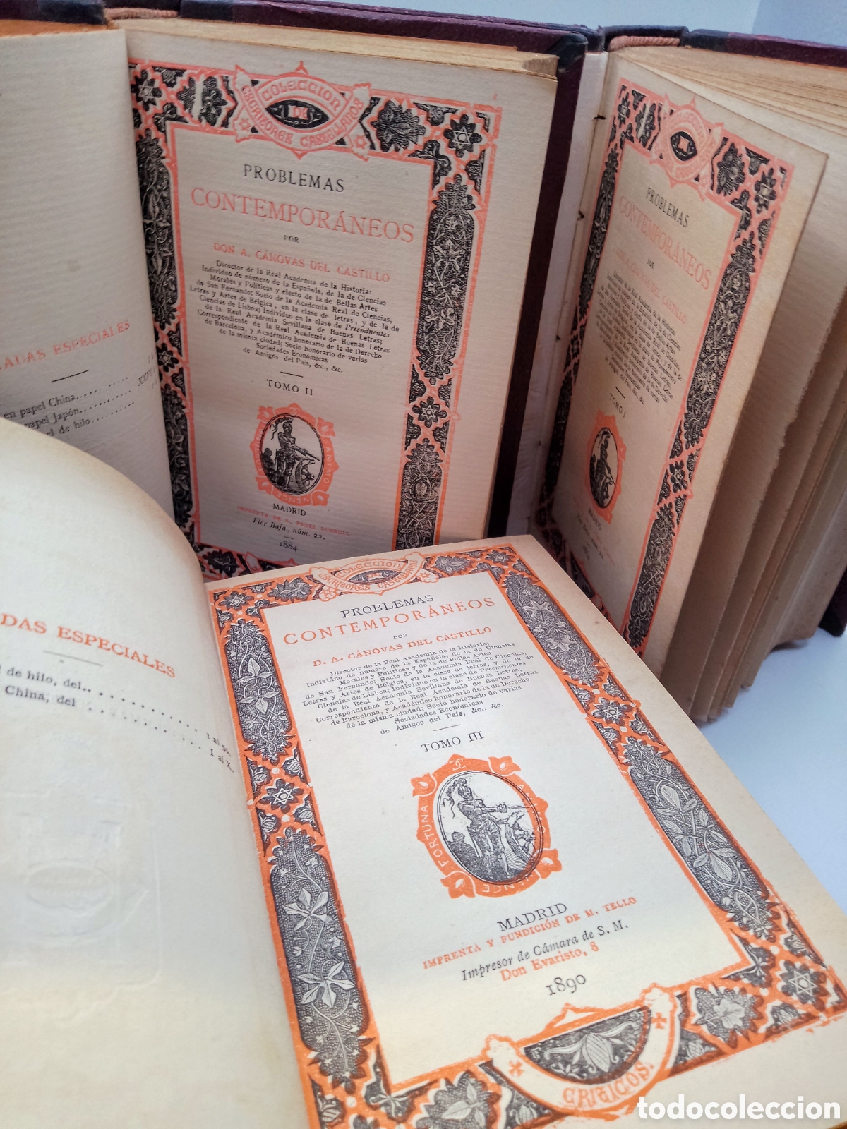 Libros antiguos: Problemas Contempor&aacute;neos - Antonio C&aacute;novas - Obra Completa edic.1884. 3 tomos