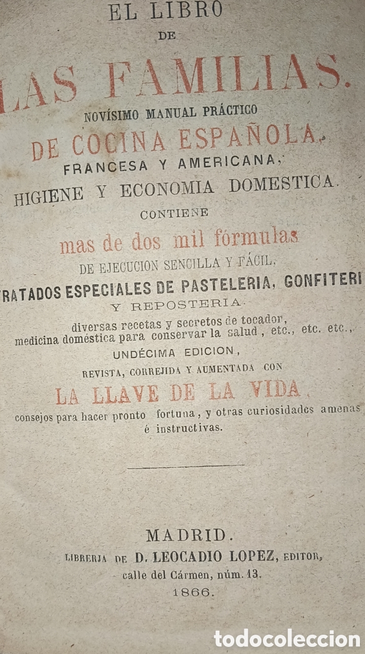 Libros antiguos: EL LIBRO DE LAS FAMILIAS 1866