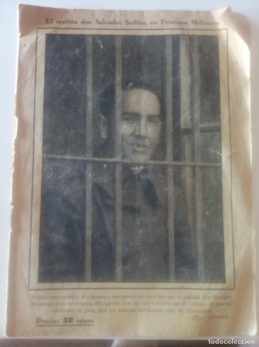 Libros antiguos: Informe del capit&aacute;n Enrique Domingo, en defensa Salvador Sediles, Consejo de guerra en Jaca 1930