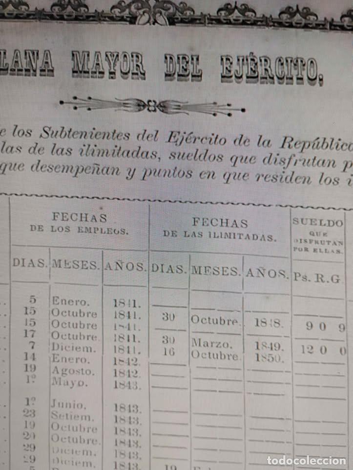 Libros antiguos: Plana Mayor del Ej&eacute;rcito Escalaf&oacute;n General 1852 Ej&eacute;rcito M&eacute;xicano - Foto 5