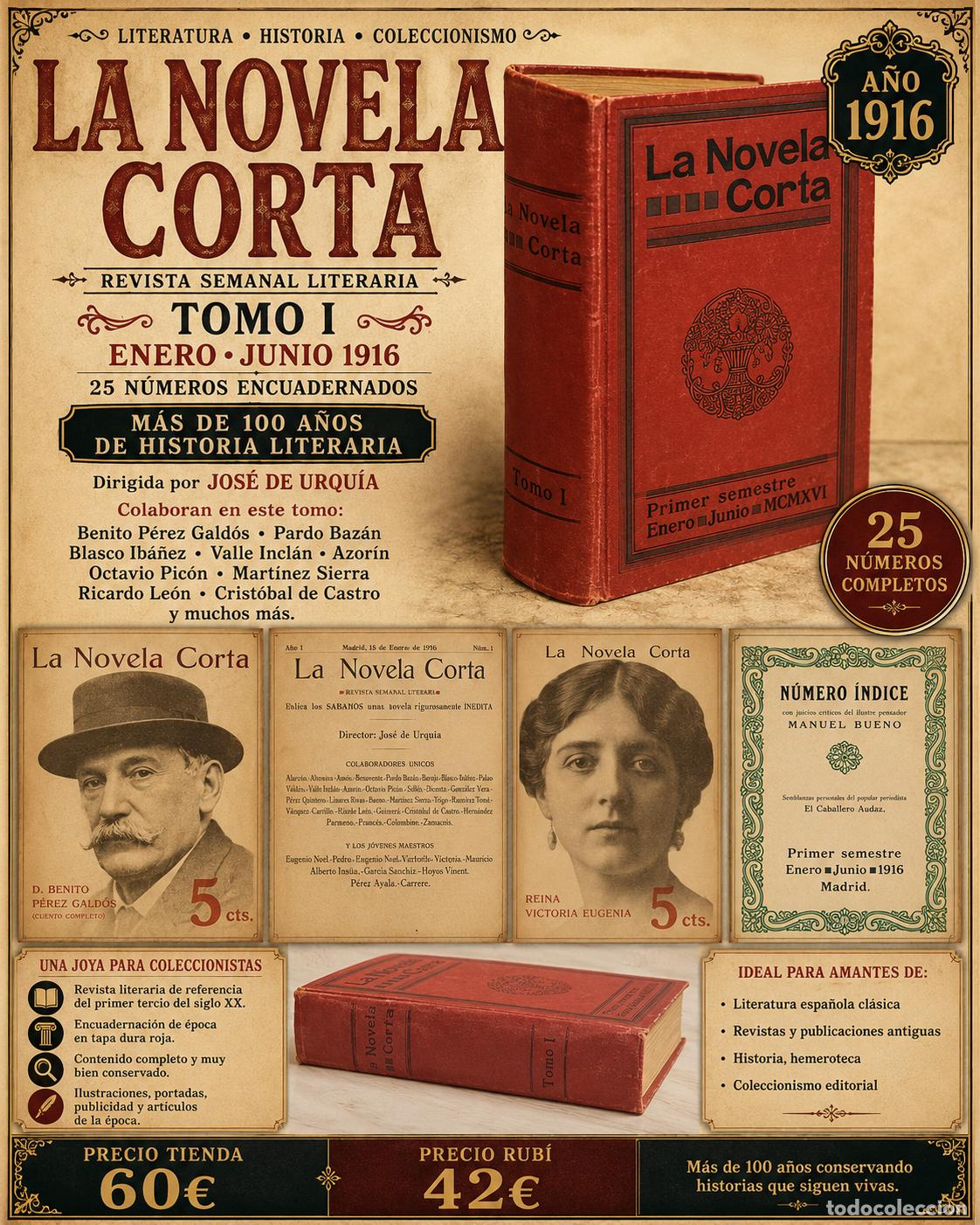 Libros antiguos: LA NOVELA CORTA | TOMO I | ENERO-JUNIO 1916 | 25 NUMEROS | GALDOS BAROJA