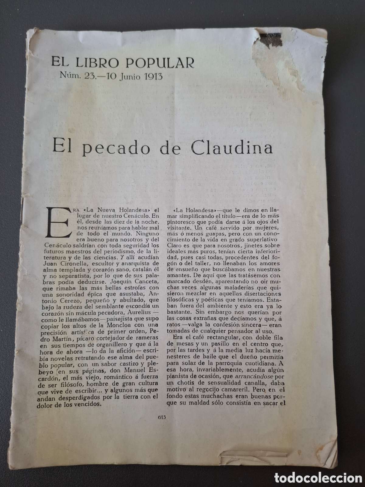Libros antiguos: El pecado de Claudina - Jos&eacute; Reygadas - el libro popular- 1913