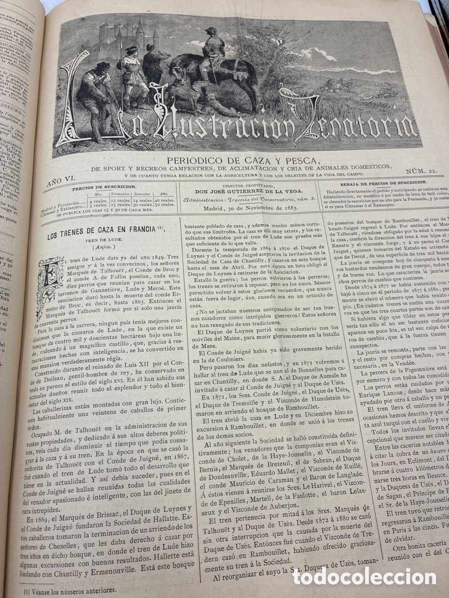Libros antiguos: La Ilustraci&oacute;n Venatoria. A&ntilde;o 1883. - Foto 6
