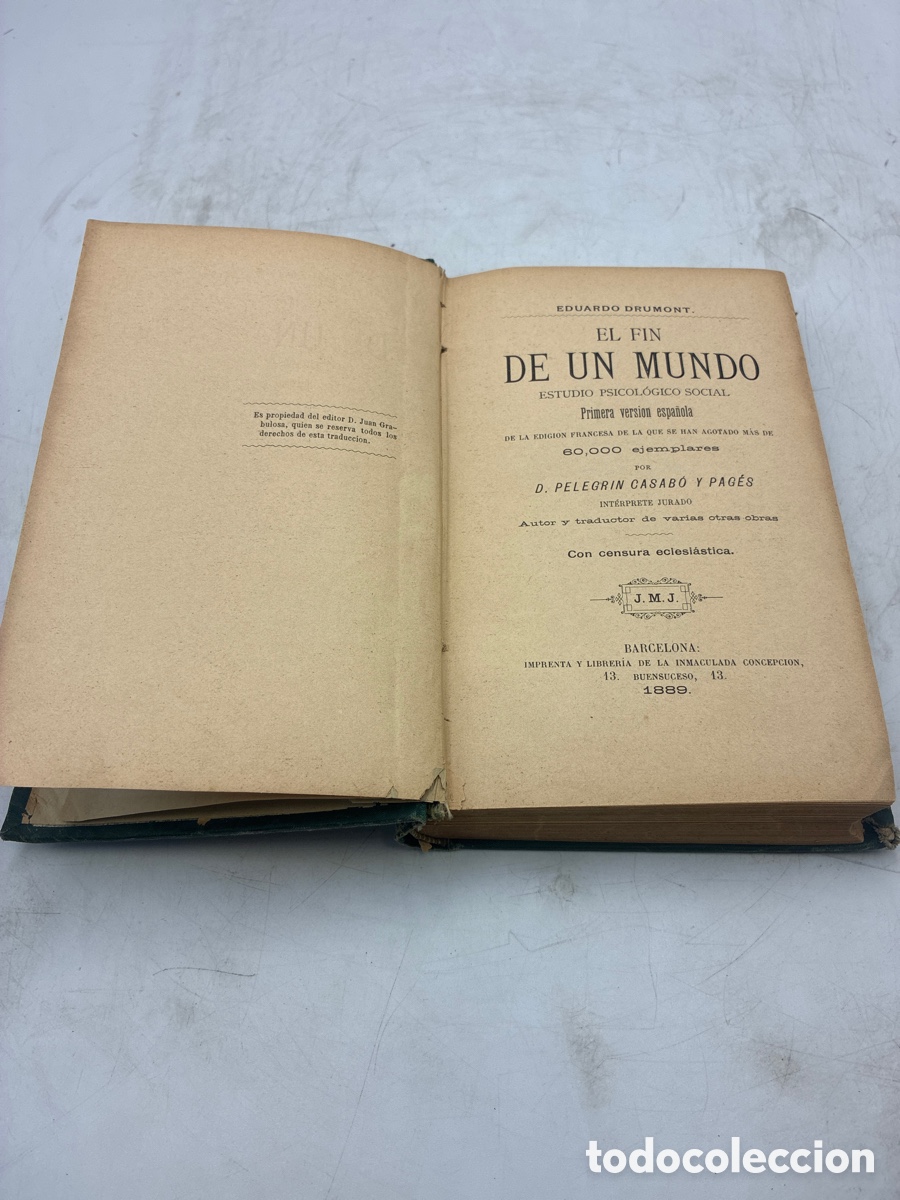 Libros antiguos: Drumont. El Fin de un Mundo. 1889. - Foto 3