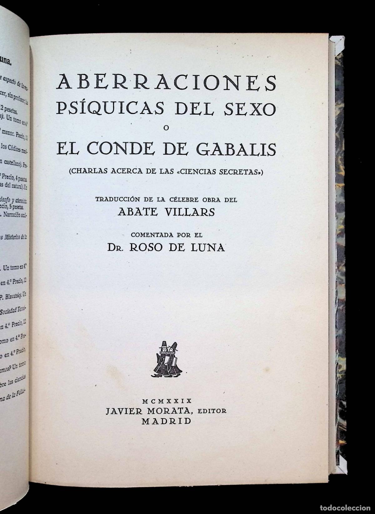 Old books: ABERRACIONES PSIQUICAS DEL SEXO O EL CONDE DE GABALIS. (Charla acerca de las &rdquo;ciencias secretas&rdquo;.)