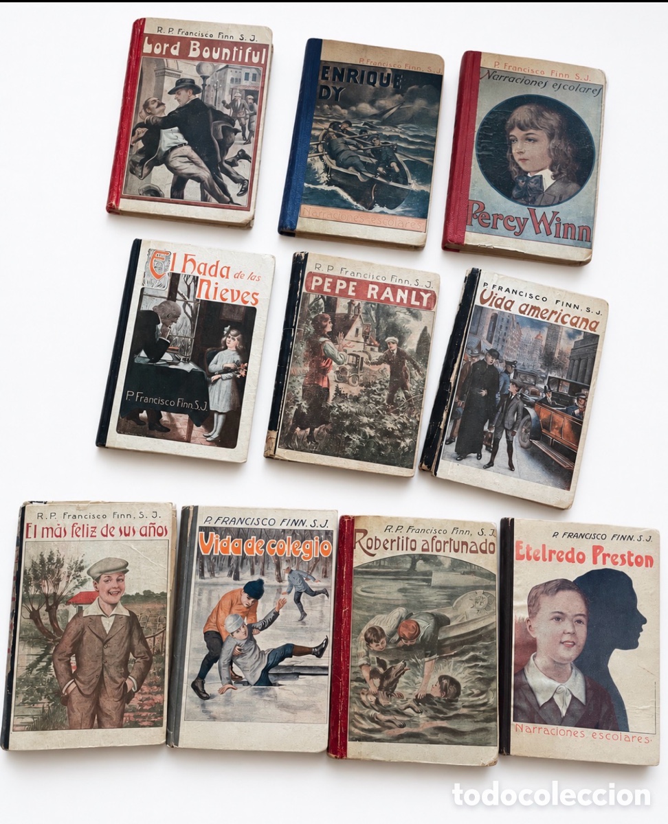 Libros antiguos: Lote 10 libros antiguos escolares (a&ntilde;os 1920&ndash;1945) decoraci&oacute;n vintage
