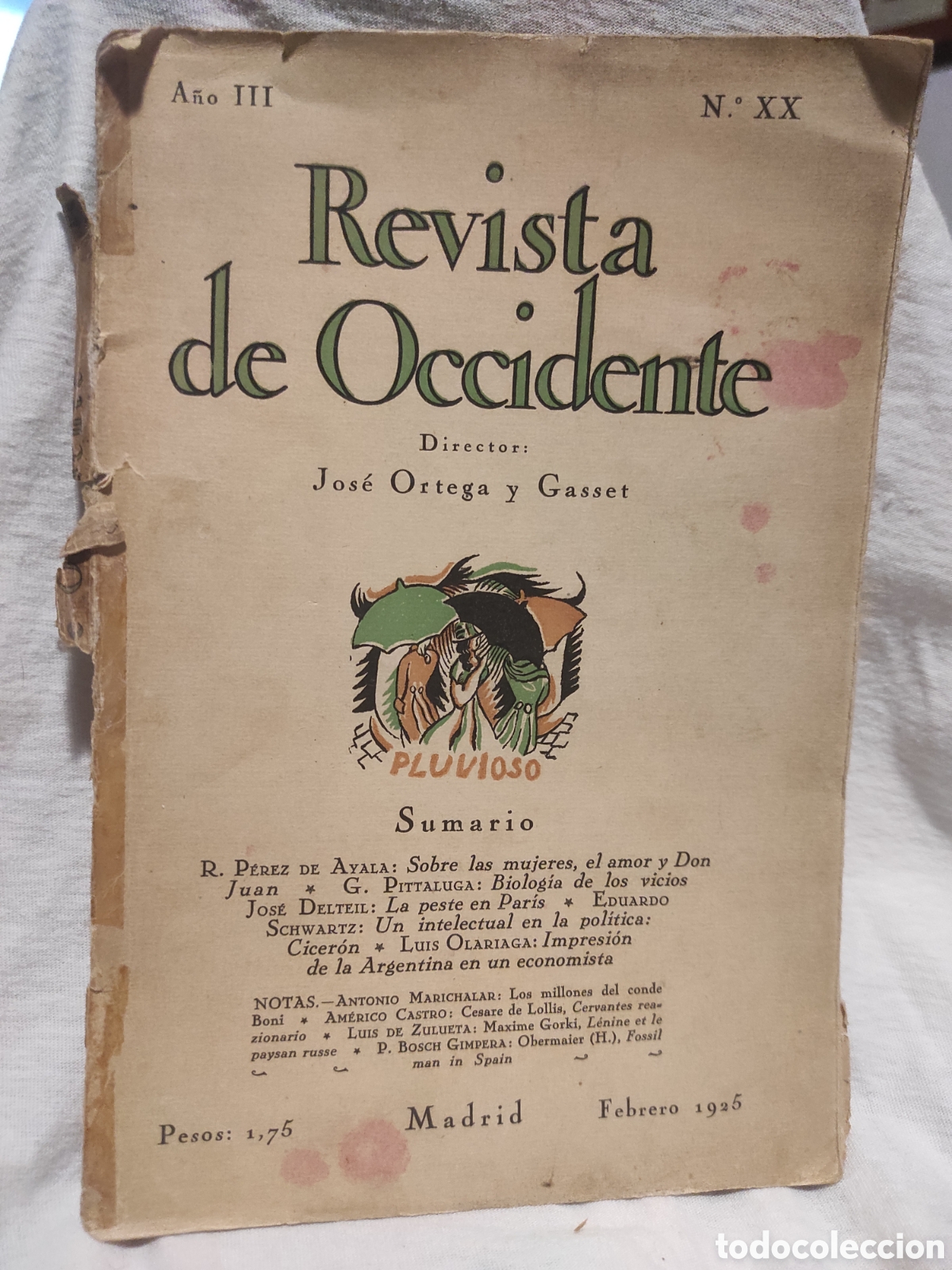 Libros antiguos: Revista de Occidente enero 1925, A&ntilde;o III N&ordm; XIX. Dirigida Jos&eacute; Ortega y Gasset. PEDIDO MINIMO 10&euro;