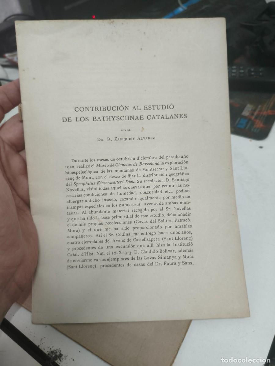 Libros antiguos: Contribuci&oacute;n al estudio de los &rdquo;Bathysciinae&rdquo; catalanes. Dr. R. Zariquiey Alvarez