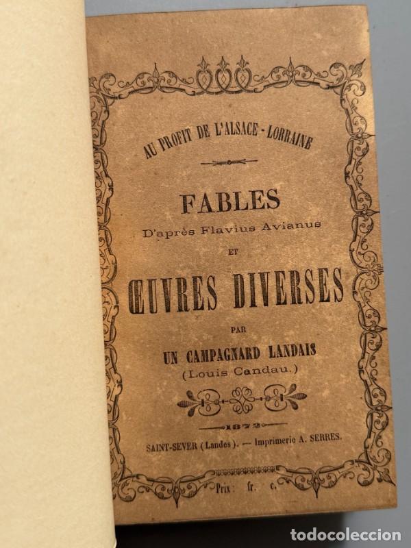 Libros antiguos: Fables d'apr&egrave;s Flavius Avianus et oeuvres diverses par un campagnard landais (Louis Candau) - 1872