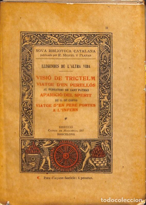 Libros antiguos: Legendes de l'altra vida: Vol. II - Ramon Miquel y Planas - Estampa de Mestre Fidel Gir&oacute;