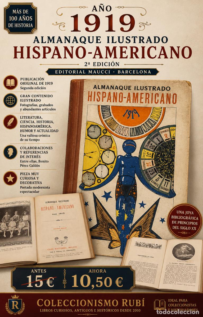 Libros antiguos: ALMANAQUE ILUSTRADO HISPANO-AMERICANO 1919 | 2&ordf; EDICI&Oacute;N | MAUCCI - BARCELONA